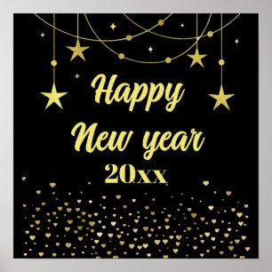 Affiche Elégant moderne Noir et or Bonne année