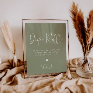 Affiche Elégant & moderne Sage Green Diaper Signal Raffle