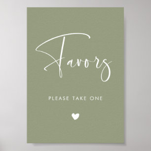 Affiche Elégant & moderne Sage Vert mariage Symbole de fav