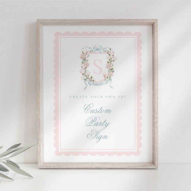 Affiche Elegant Monogram Crest Baby Shower Custom 5x7 (Créateur téléchargé)