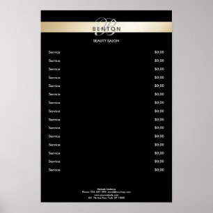 Affiche Elegant Monogramm Black Gold Pricelist