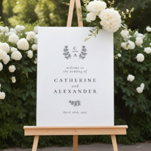 Affiche Élégant monogramme botanique Mariage initial