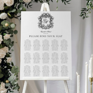 Affiche Élégant Monogramme Crest Mariage de siège graphiqu