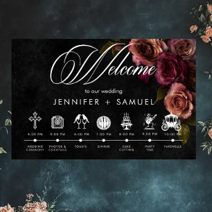 Affiche Elégant Moody Muted Rust Bourgogne Ordre des événe