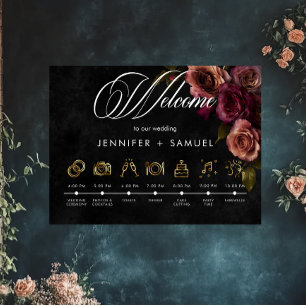 Affiche Elégant Moody Muted Rust Bourgogne Ordre des événe