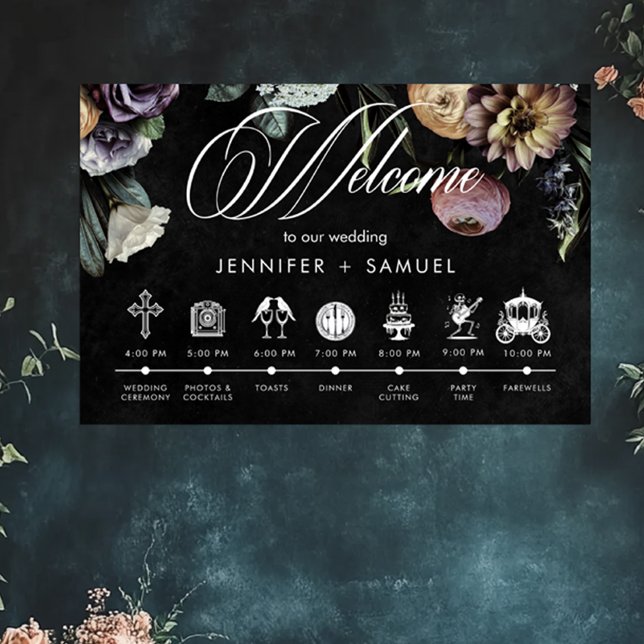 Affiche Élégant Moody Twilight Muted Floral Order Événemen (Elegant Moody Twilight Muted Floral Order Events Poster)