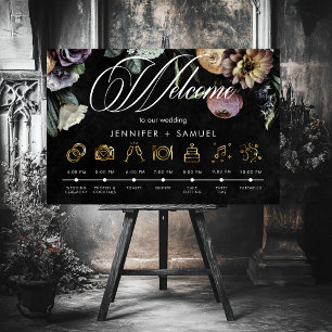 Affiche Élégant Moody Twilight Muted Floral Order Événemen