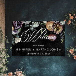 Affiche Elégant Moody Twilight Muted Pastel Floral Welcome