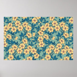 Affiche Elégant motif floral dans petite fleur dessinée à