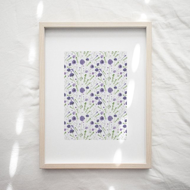 Affiche Élégant motif floral violet Imprimer (Floral Botanical Wall Art Decor from Studio Posies.)