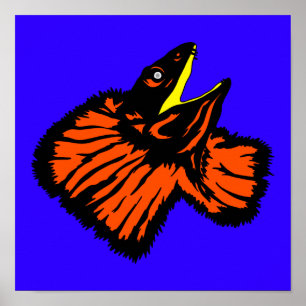 Affiche Élégant Neon Orange Lizard à col frit