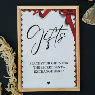 Affiche Élégant Noël Secret Père Noël Cadeaux Échange