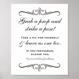 Affiche Elégant noir attraper une Prop Mariage Photo Booth