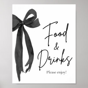 Affiche Élégant Noir Bow nourriture et boissons Signal