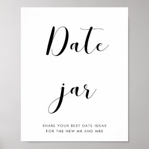 Affiche Elégant noir et blanc Date jarre mariage signe