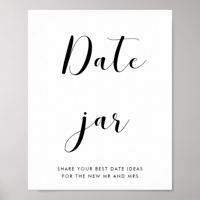 Affiche Elégant noir et blanc Date jarre mariage signe (Devant)
