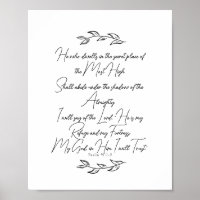 Élégant noir et blanc Feuilles Psaume 91 Chrétien