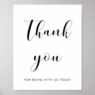 Affiche Élégant noir et blanc Merci signe mariage