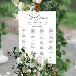 Affiche Élégant noir Script minimal Mariage Seating Chart