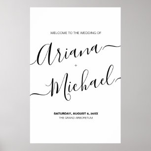 Affiche Élégant Noms de mariée Script Mariage personnalisé