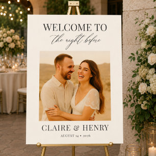 Affiche Élégant Nuit Avant Photo Mariage Bienvenue