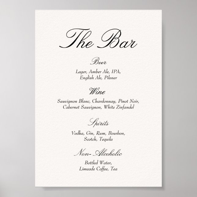 Affiche Elegant Old Money Black and Ivory Wedding Bar (Devant)