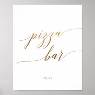 Affiche Élégant or Calligraphie Pizza Bar Signal