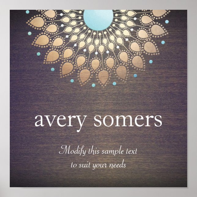 Affiche Elégant or Ornate Lotus Mandala Wood (Devant)