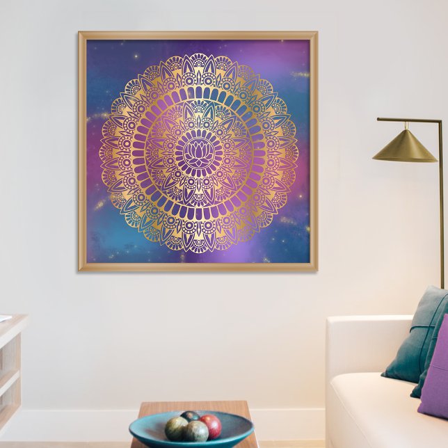 Affiche Elégant or sur Nebula Lotus brillant Henna Mandala (Créateur téléchargé)