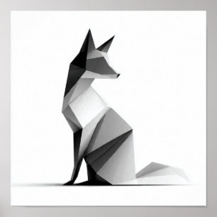 Affiche Élégant Origami géométrique Fox Imprimer