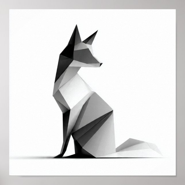 Affiche Élégant Origami géométrique Fox Imprimer (Devant)