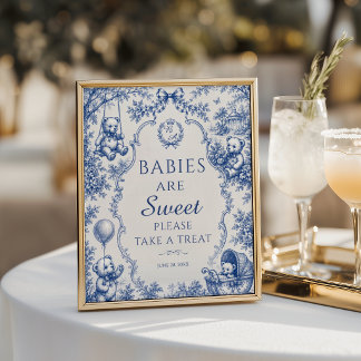 Affiche Élégant Ours en Peluche Toile Bleue pour Baby Show