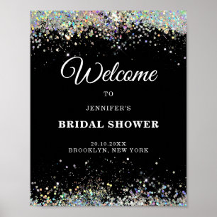 Affiche Élégant Paillettes Holographiques PLUIE DE MARIÉE 