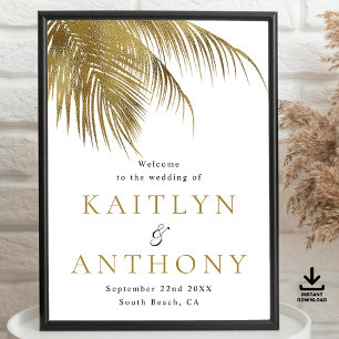 Affiche Elégant Palm Tree Beach Mariage Tropical Bienvenue