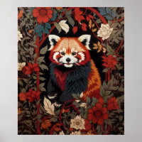 Élégant Panda Rouge William Morris Inspiré Floral