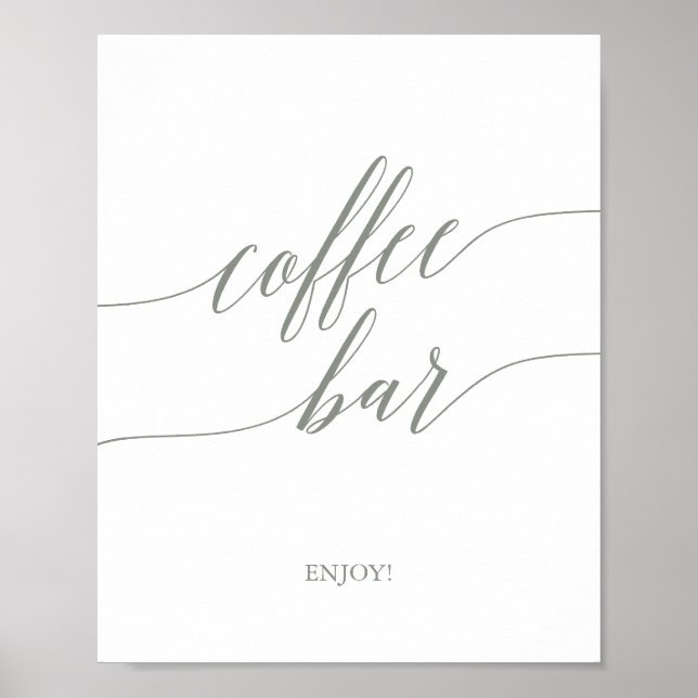 Affiche Élégant panneau de bar à café en calligraphie vert (Devant)