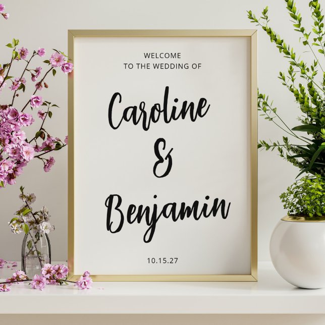 Affiche Élégant panneau de bienvenue de mariage moderne no (Créateur téléchargé)