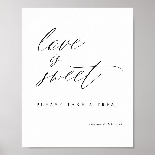 Affiche Élégant panneau de calligraphie de mariage l'amour (Devant)
