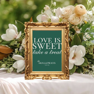 Affiche Élégant panneau de dessert de mariage vert sauge d