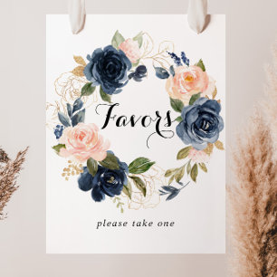 Affiche Élégant panneau de fleurs hivernales en couronne p