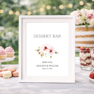 Affiche Élégant panneau de la barre de dessert fleurie