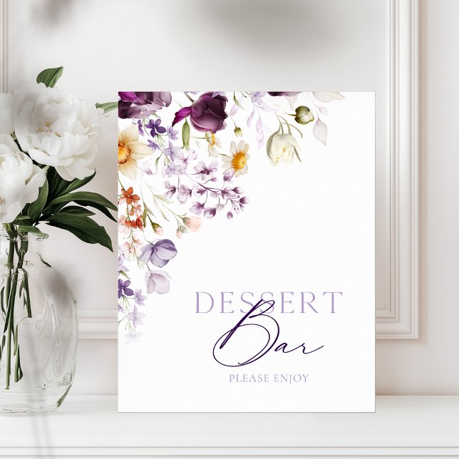Affiche Élégant panneau de la barre de dessert fleurie (Créateur téléchargé)
