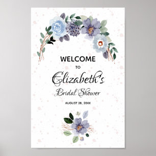 Affiche Élégant panneau de mariage floral aquarelle pour l