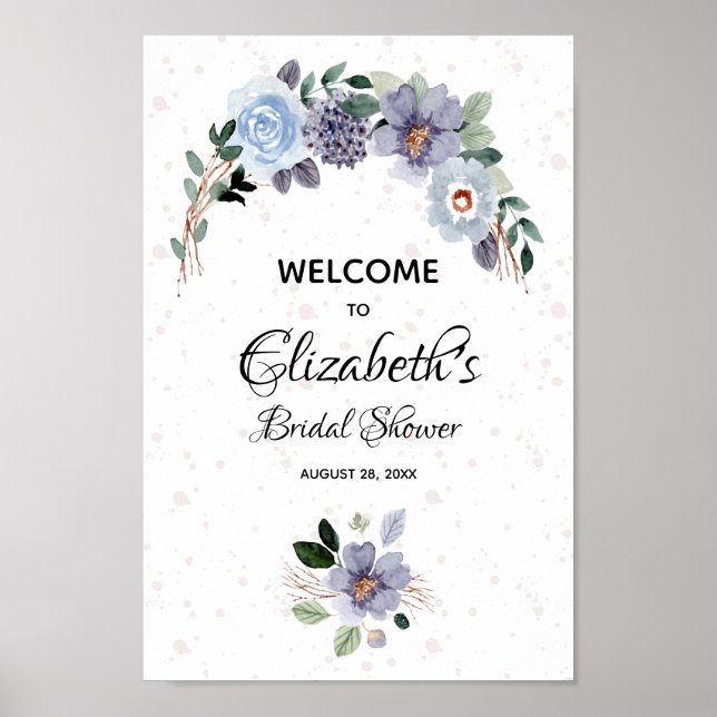 Affiche Élégant panneau de mariage floral aquarelle pour l (Devant)