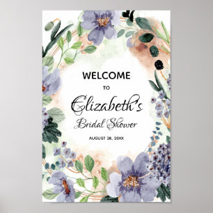 Affiche Élégant panneau de mariage floral aquarelle pour l