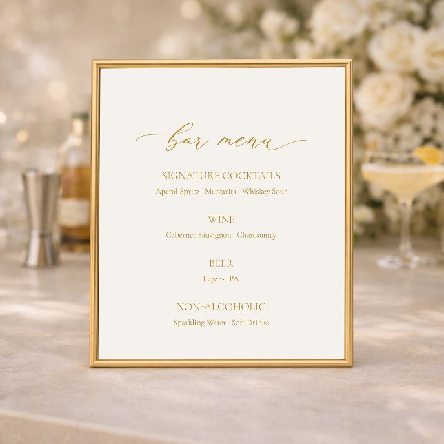 Affiche Élégant panneau de menu de bar de mariage en ivoir (Créateur téléchargé)