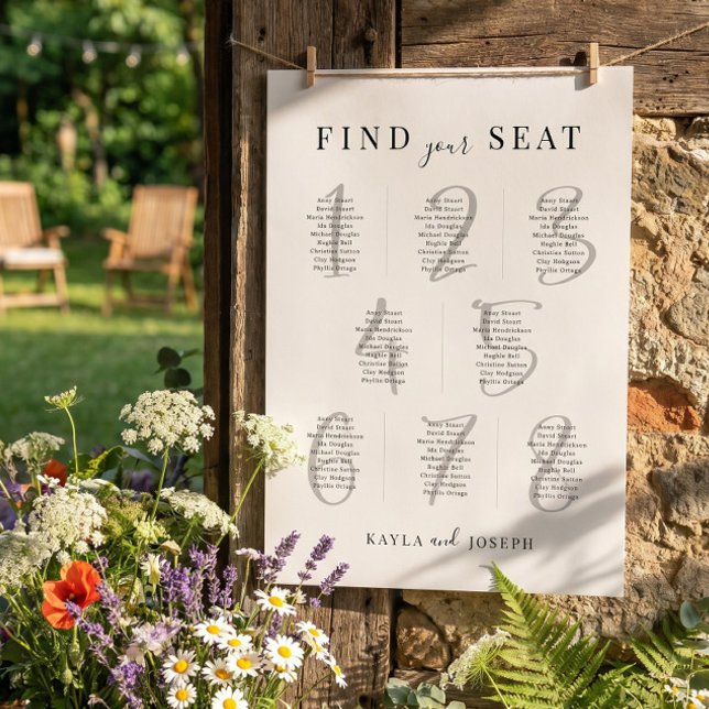 Affiche Élégant Panneau de Plan de Table de Mariage Simple (Créateur téléchargé)