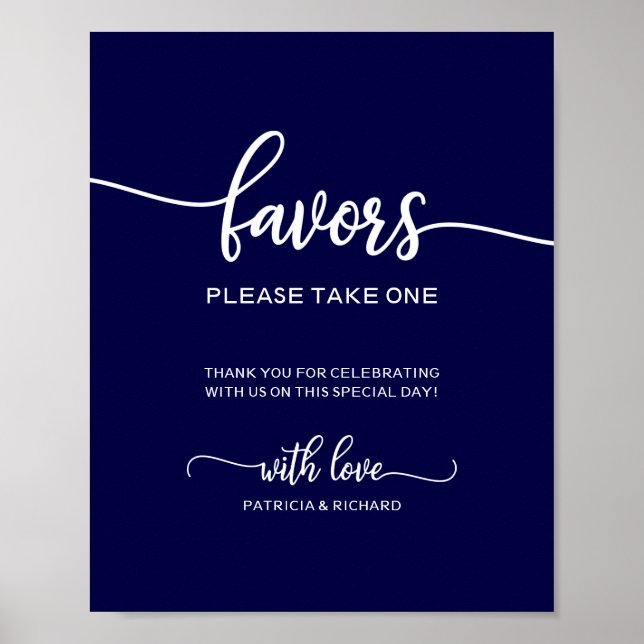 Affiche Élégant panneau de signalisation de mariage bleu m (Devant)