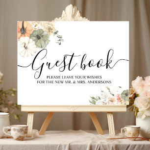 Affiche Élégant panneau du livre d'hôtes Mariage de automn