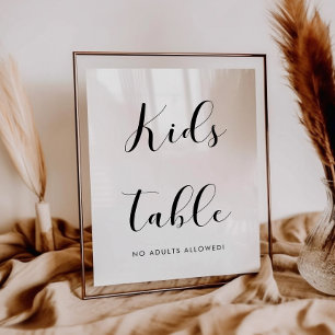 Affiche Élégant panneau mariage de table Enfants noir et b